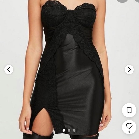 BNWT Missguided x Carli Bybel Lace Side Split strapless mini dress - Picture 2 of 6